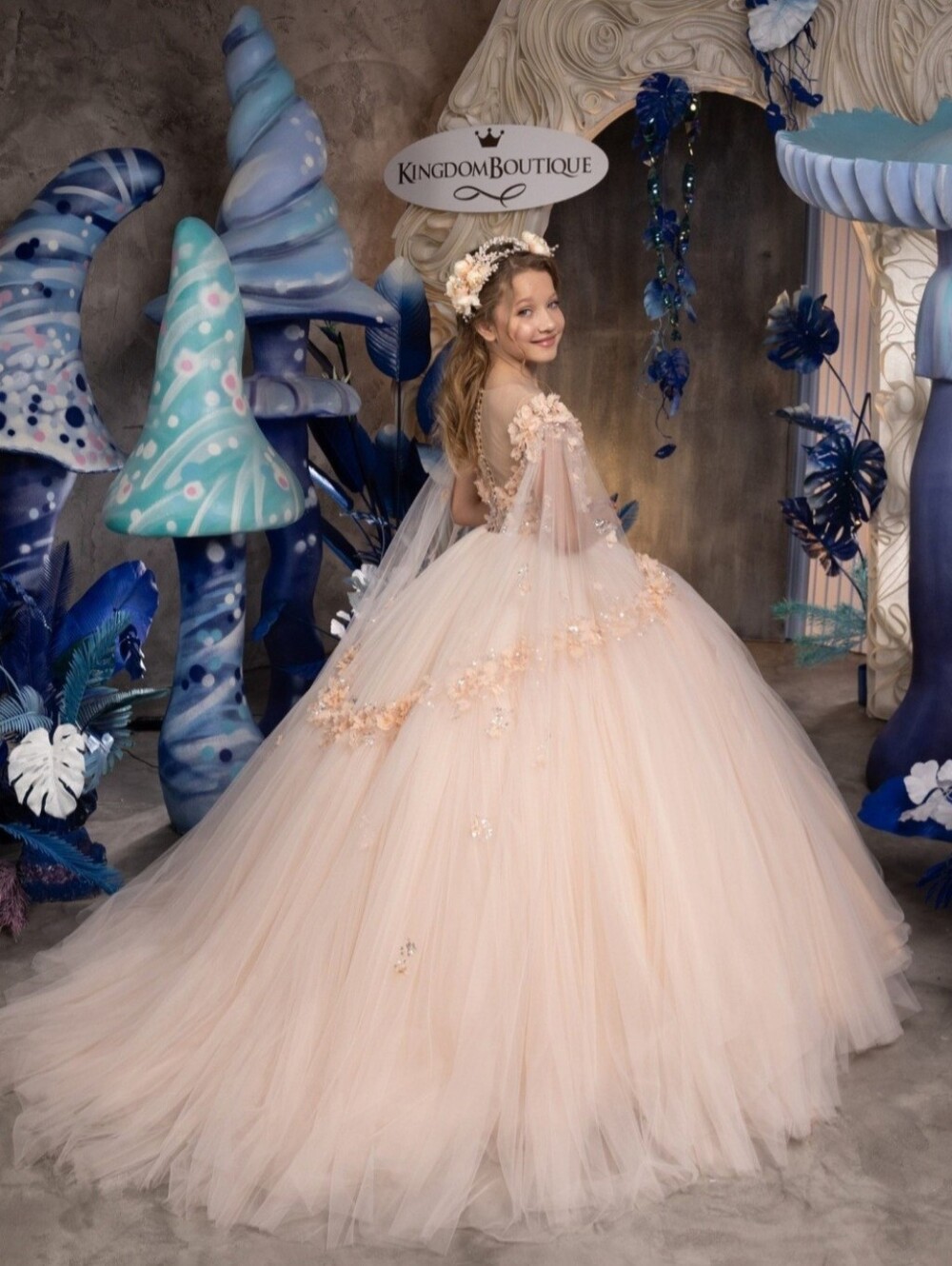 Kingdom Boutique Blush Pink Flower Girl Ball Gown